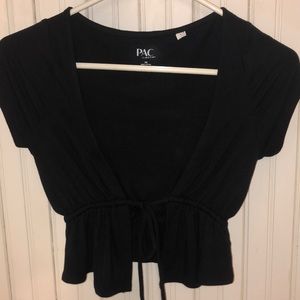 Black,open-tie, short sleeve shirt.Pacsun size XS
